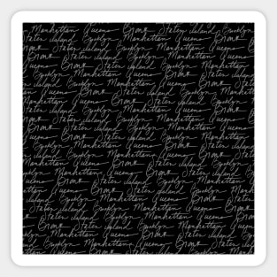 New York Pattern Boroughs - Scripts Sticker